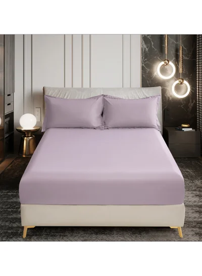 Donetella Bedding Fitted Sheet - Fits 200x200 Cm For Super King Bed - 3 Pcs (1 Fitted Sheet and 2 Pillowcases) - 35 Cm Deep Pocket - Solid Bed Sheet