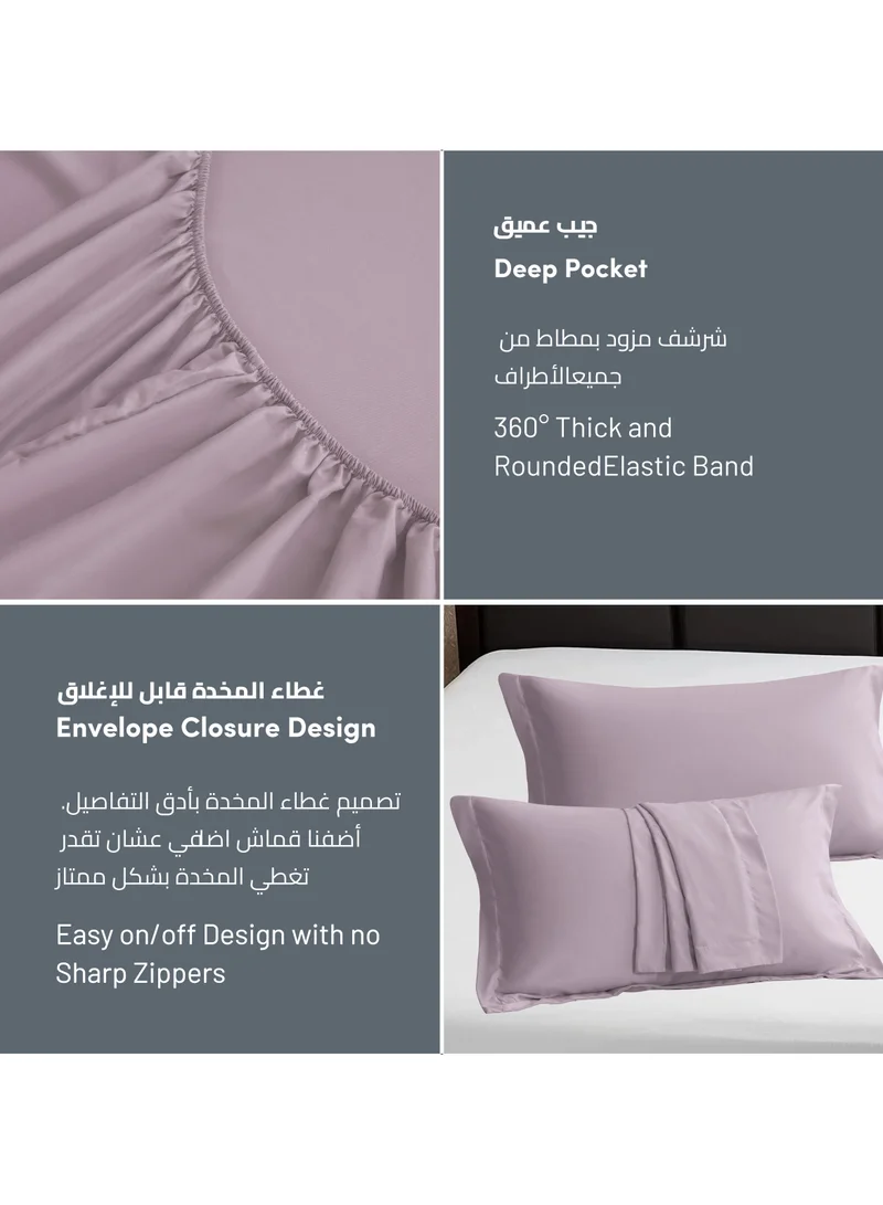 Donetella Bedding Fitted Sheet - Fits 200x200 Cm For Super King Bed - 3 Pcs (1 Fitted Sheet and 2 Pillowcases) - 35 Cm Deep Pocket - Solid Bed Sheet