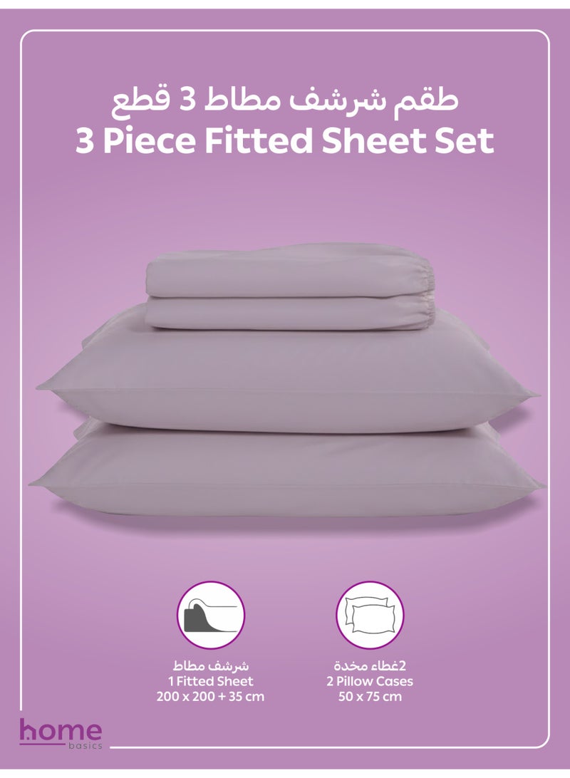 Donetella Bedding Fitted Sheet - Fits 200x200 Cm For Super King Bed - 3 Pcs (1 Fitted Sheet and 2 Pillowcases) - 35 Cm Deep Pocket - Solid Bed Sheet - Image 3