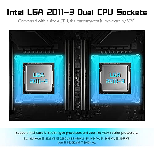 MACHINIST X99 Dual CPU Motherboard, Intel (5th/6th Gen) LGA 2011-V3 Computer Server Motherboards (E-ATX, PCIe 3.0, DDR4, Dual LAN, M.2, SATA 6Gb/s) for Intel Core i7, XEON E5 V3/V4 Series X99-D8 (Red) - Image 2