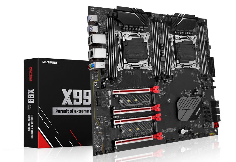 MACHINIST X99 Dual CPU Motherboard, Intel (5th/6th Gen) LGA 2011-V3 Computer Server Motherboards (E-ATX, PCIe 3.0, DDR4, Dual LAN, M.2, SATA 6Gb/s) for Intel Core i7, XEON E5 V3/V4 Series X99-D8 (Red) - Image 1