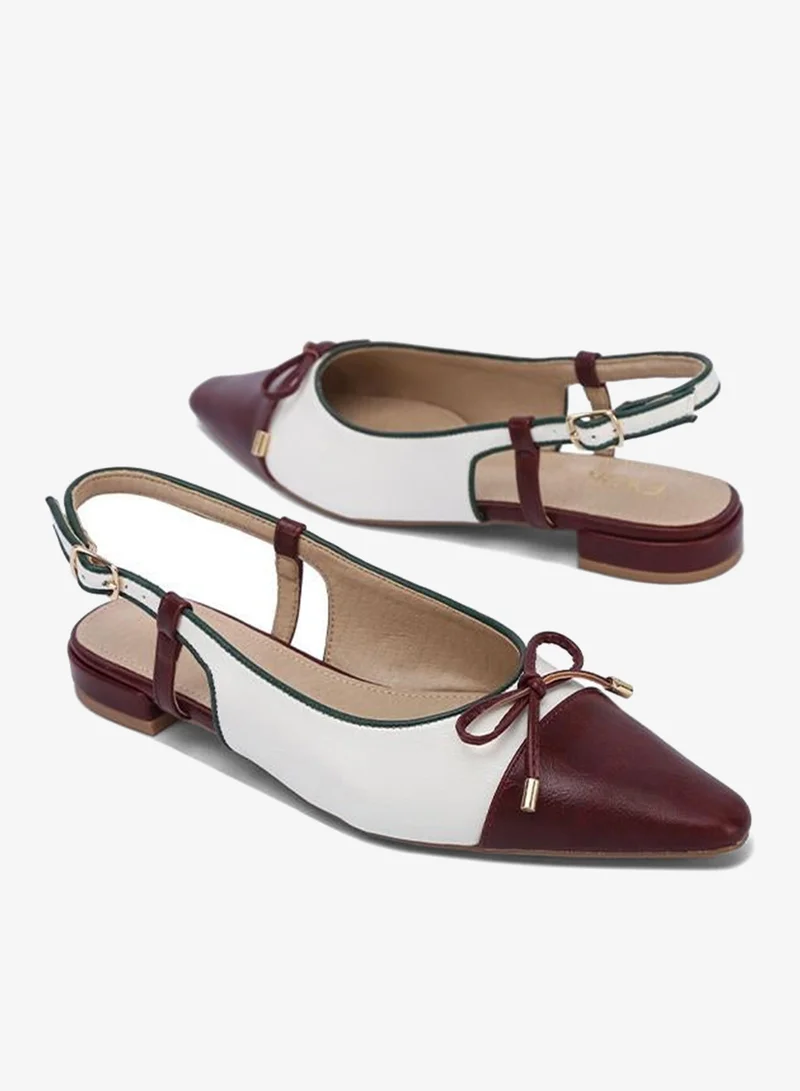 Fyor  Stylish Tri-Color Bow Slingback Flat CD 028 for Women | Best Price UAE