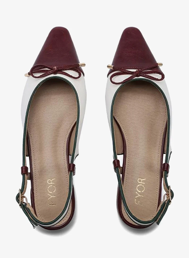 Fyor  Stylish Tri-Color Bow Slingback Flat CD 028 for Women | Best Price UAE