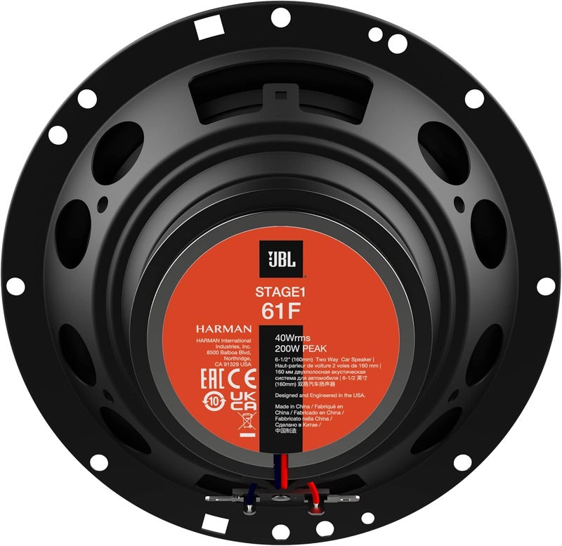 جي بي إل مجموعة مكبرات صوت سيارة ثنائية الاتجاه JBL Stage1 61F من هارمان كاردون - 200 واط صناديق سيارة 40 واط RMS - صندوق هاي فاي للسيارة كبير من قطعتين 16.5 سم | 165 مم | 6.5 بوصة، أسود - Image 3