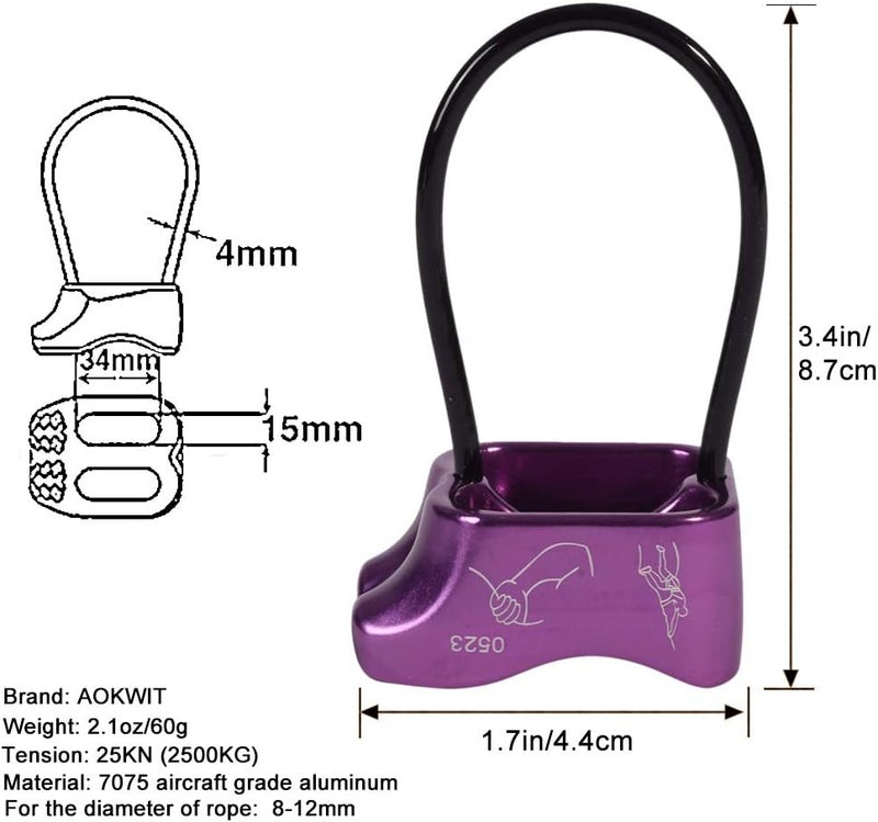 AOKWIT جهاز بلاء احترافي 25KN من الألمنيوم بتصميم V-grooved لتسلق الصخور - Image 5