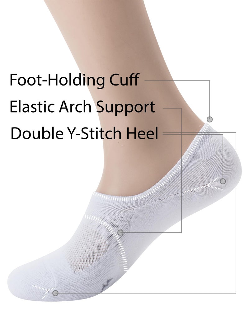 Pro Mountain No Show Socks Women Wide Toe Box For Health Y Heel Forefoot Size S White 8 Pack Cotton Cushion Footies Loafer Sneakers US Shoe 6-8 - Image 4