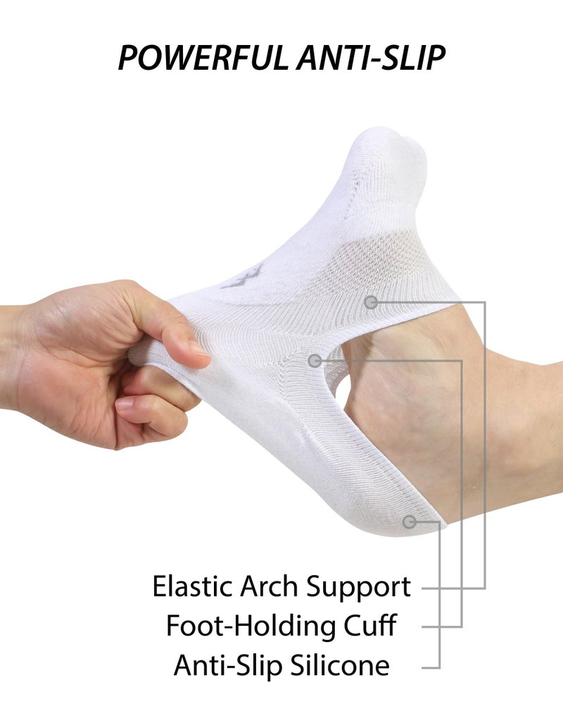 Pro Mountain No Show Socks Women Wide Toe Box For Health Y Heel Forefoot Size S White 8 Pack Cotton Cushion Footies Loafer Sneakers US Shoe 6-8 - Image 2