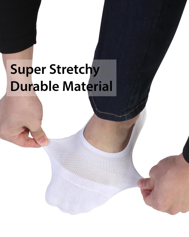 Pro Mountain No Show Socks Women Wide Toe Box For Health Y Heel Forefoot Size S White 8 Pack Cotton Cushion Footies Loafer Sneakers US Shoe 6-8 - Image 3