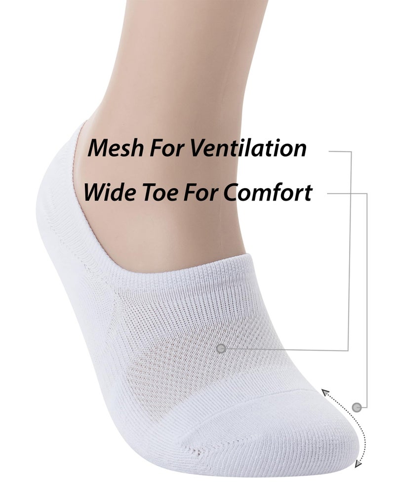 Pro Mountain No Show Socks Women Wide Toe Box For Health Y Heel Forefoot Size S White 8 Pack Cotton Cushion Footies Loafer Sneakers US Shoe 6-8 - Image 5