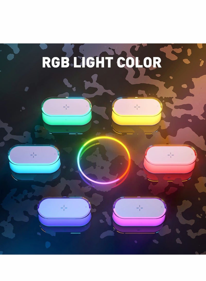 Excefore LED Table Lamp, Touch Bedside Lamp with Wireless Charger 15W, 3 Level Natural Light & 7 Color Changing, Rechargable Night Light for Kids, Bedrooms, Living Room, Party Lights, Best Gift - Image 2