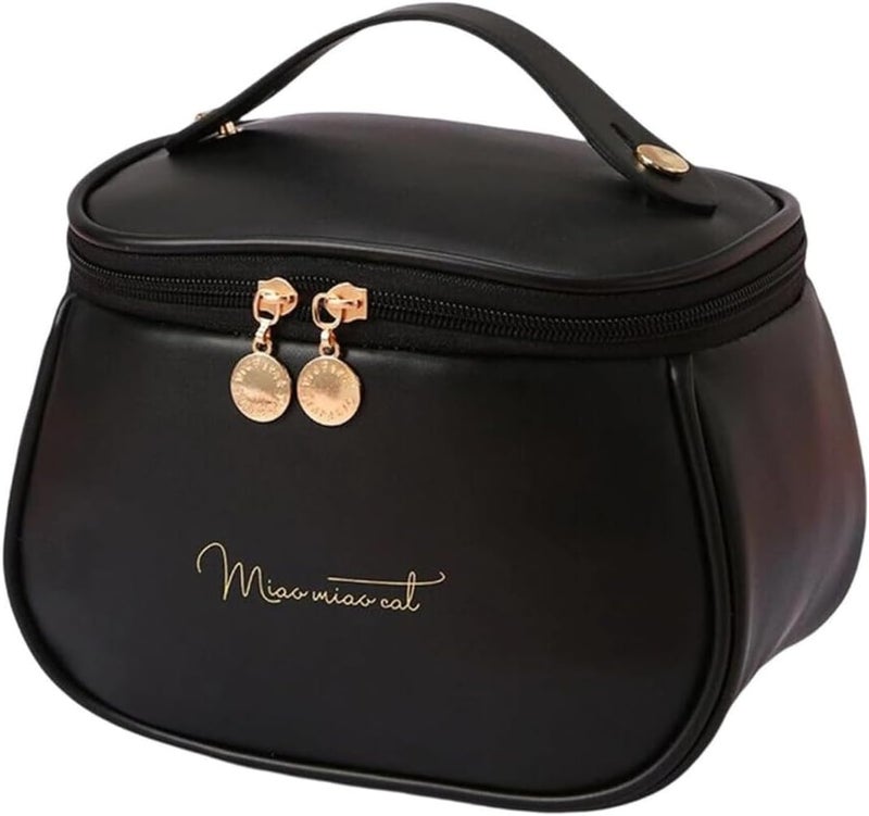 Sprqcart Large Capacity Waterproof Travel Cosmetic Bag with Handle and Divider - Multifunctional Makeup Organizer for Easy Access - Stylish Design, Black, Travel Accessories - Image 1