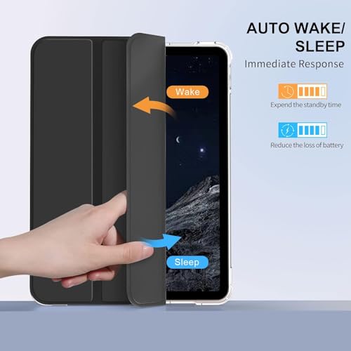 Boxome Tablet Case Cover for Apple iPad A16 11 inch (11th Gen) 2025 [Auto Sleep/Wake Cover] [Pencil Holder] [Trifold Stand] [Frosted Back] - Black - Image 3