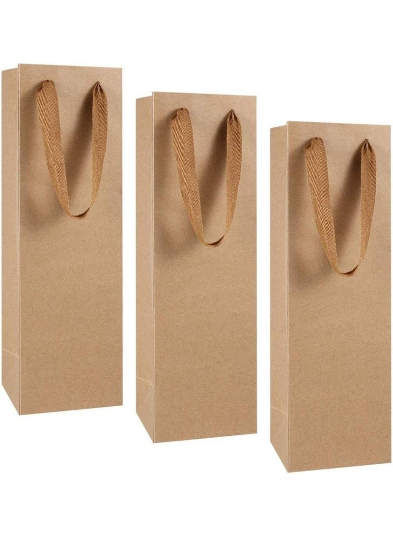 Brown Kraft Long Kraft Paper Bags Liquor Bags Wine Bag ine Bottle Gift Bags for Wedding, Birthday, Baby Shower, Set of 12 Pieces, Party Favors 11x9x35cm (4.3"X3.5"X13.7") - Image 1