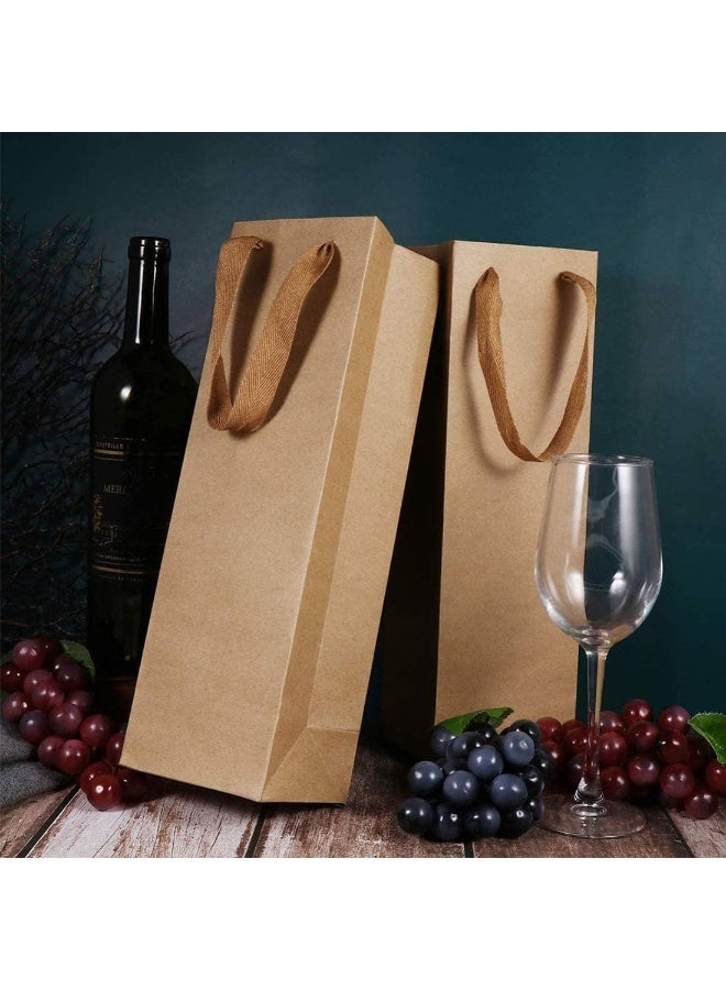 Brown Kraft Long Kraft Paper Bags Liquor Bags Wine Bag ine Bottle Gift Bags for Wedding, Birthday, Baby Shower, Set of 12 Pieces, Party Favors 11x9x35cm (4.3"X3.5"X13.7") - Image 3