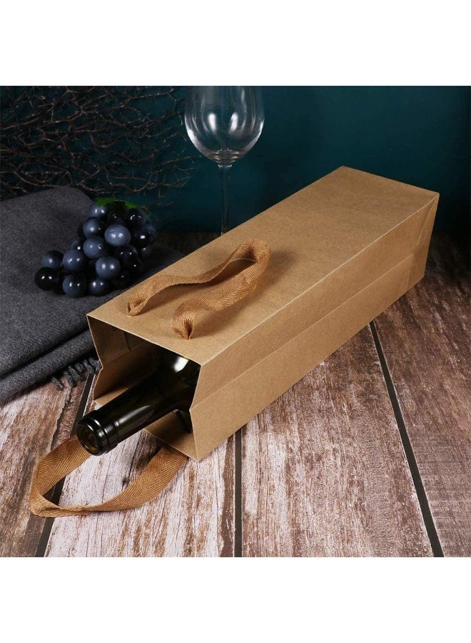 Brown Kraft Long Kraft Paper Bags Liquor Bags Wine Bag ine Bottle Gift Bags for Wedding, Birthday, Baby Shower, Set of 12 Pieces, Party Favors 11x9x35cm (4.3"X3.5"X13.7") - Image 5
