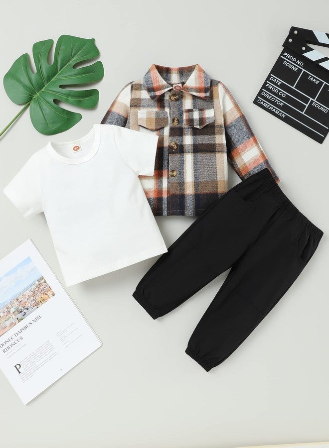 bilison Toddler Baby Boy Outfits Plaid Shirt+T Shirts+Pants Fall Winter 3Pcs Clothing Set 6Months-4T - Image 5