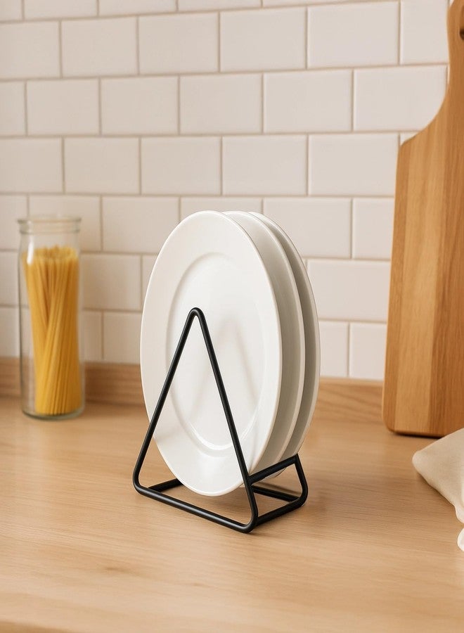 Varku 2 Pcs Triangle Plate Holders, Metal Triangle Racks for Kitchen Organization, Black Dish Organizers, Plate & Pot Lid Holders, Space-Saving Stands for Cabinets and Countertops - Image 2