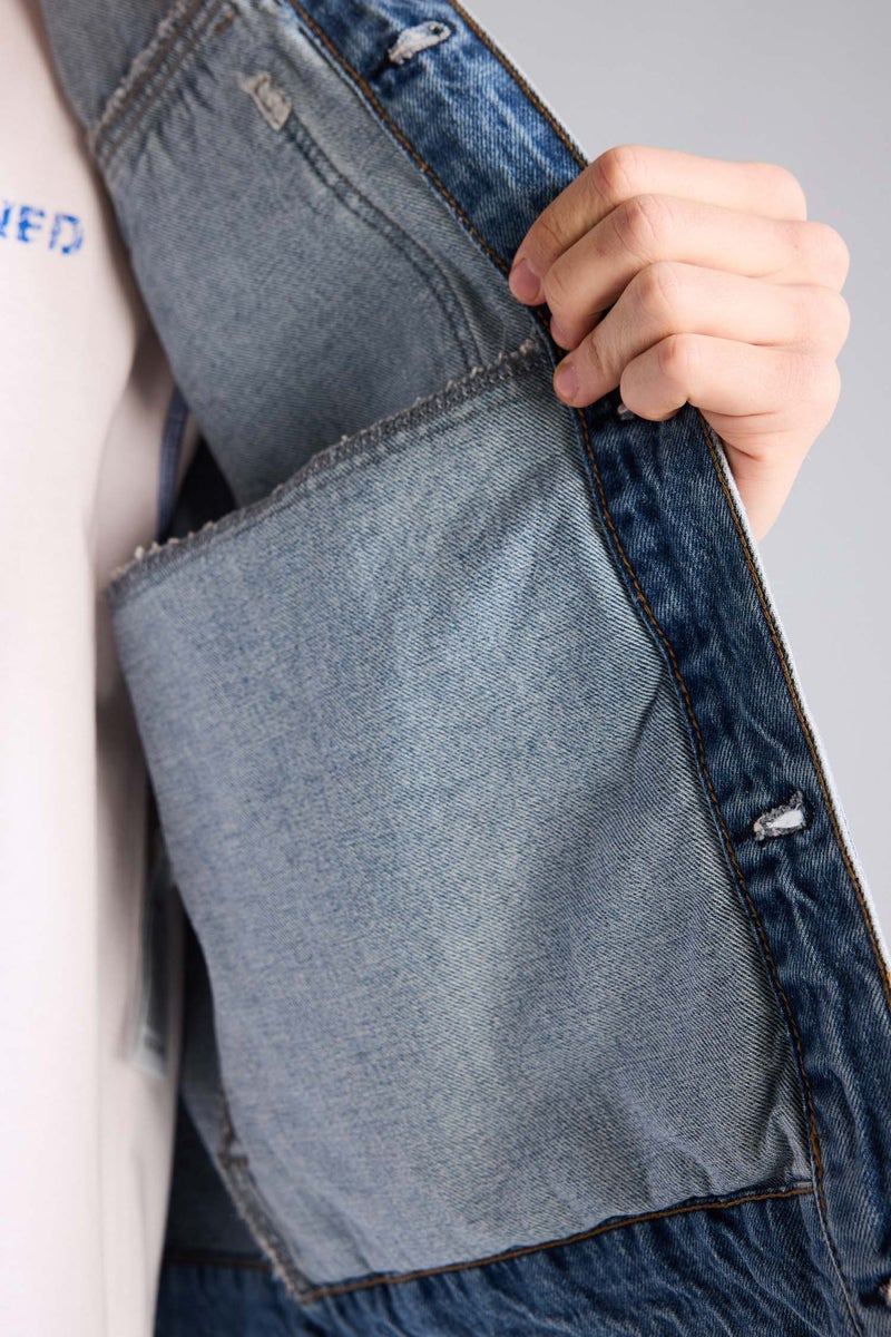 DeFacto Blue Man Regular Fit Cotton Jacket Casual - Image 5