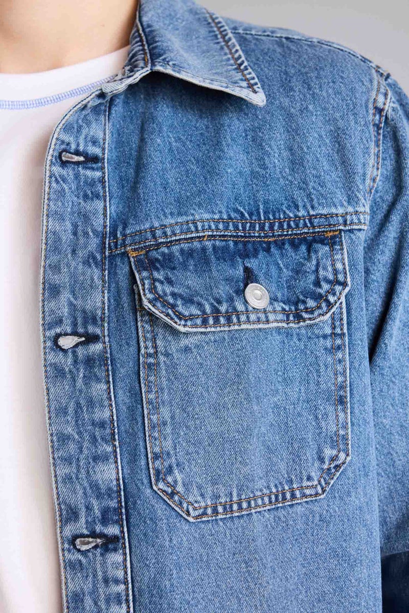 DeFacto Blue Man Regular Fit Cotton Jacket Casual - Image 4