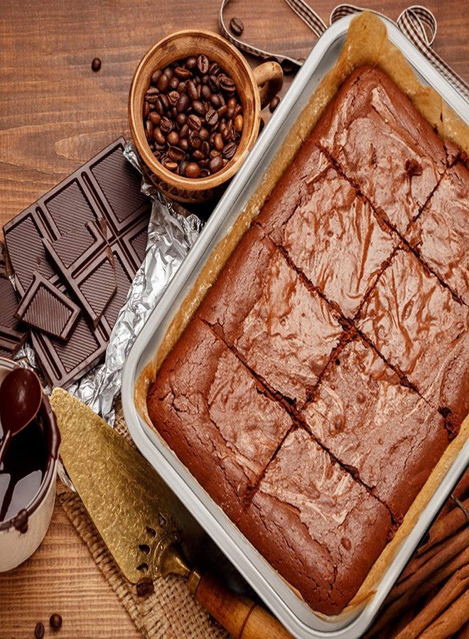 Luxuria بان لزانيا من لوكزوريا من الفولاذ المقاوم للصدأ، صينية كعكة مستطيلة، صينية تحميص، صينية خبز المعكرونة، صينية بسكويت، قوية ومتينة. (25.5 × 20) - Image 4