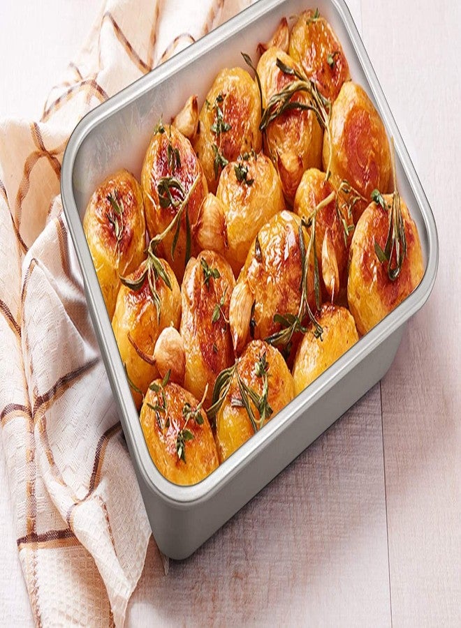 Luxuria بان لزانيا من لوكزوريا من الفولاذ المقاوم للصدأ، صينية كعكة مستطيلة، صينية تحميص، صينية خبز المعكرونة، صينية بسكويت، قوية ومتينة. (25.5 × 20) - Image 5