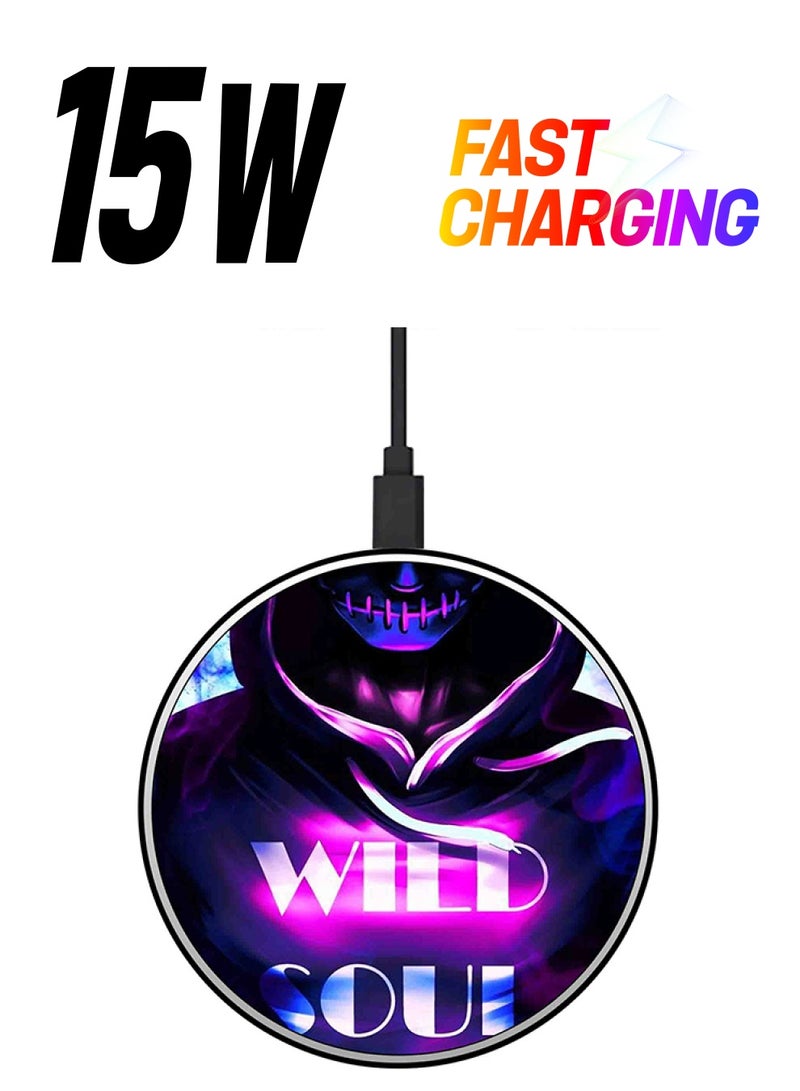 Theodor Wild Soul Printed Ultra Slim Fast Wireless Charger With USB Cable Multicolour - Image 1
