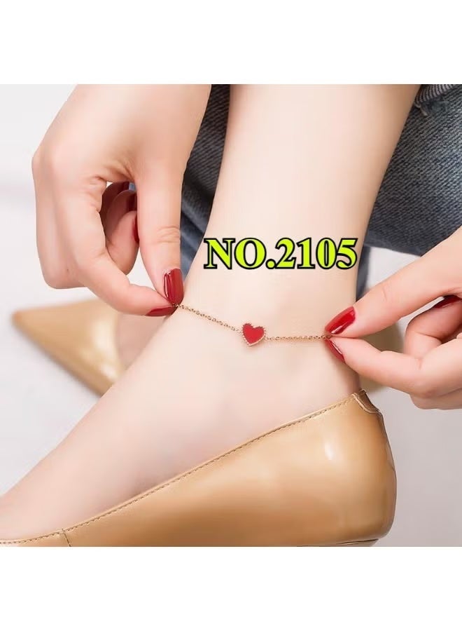 Ucanbe سوار كاحل مزدوج الطبقة مطلي بالذهب عيار 18 للنساء - سلسلة من الفولاذ المقاوم للصدأ ذات وجهين أنيق - Image 2