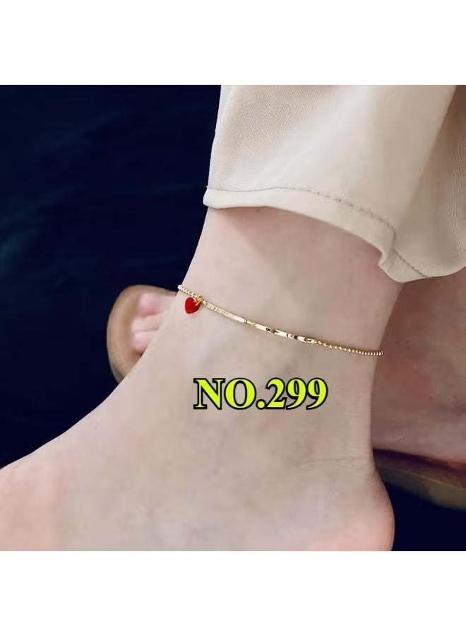 Ucanbe سوار كاحل مزدوج الطبقة مطلي بالذهب عيار 18 للنساء - سلسلة من الفولاذ المقاوم للصدأ ذات وجهين أنيق - Image 5