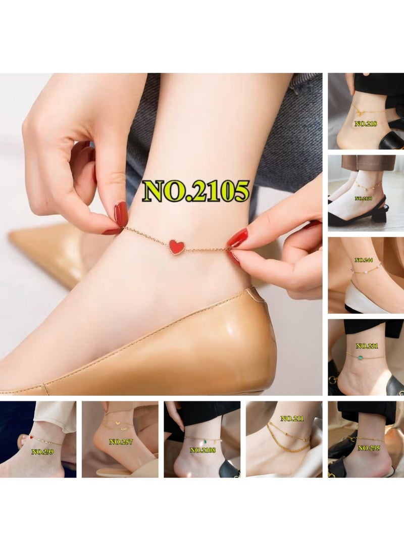 Ucanbe سوار كاحل مزدوج الطبقة مطلي بالذهب عيار 18 للنساء - سلسلة من الفولاذ المقاوم للصدأ ذات وجهين أنيق - Image 1