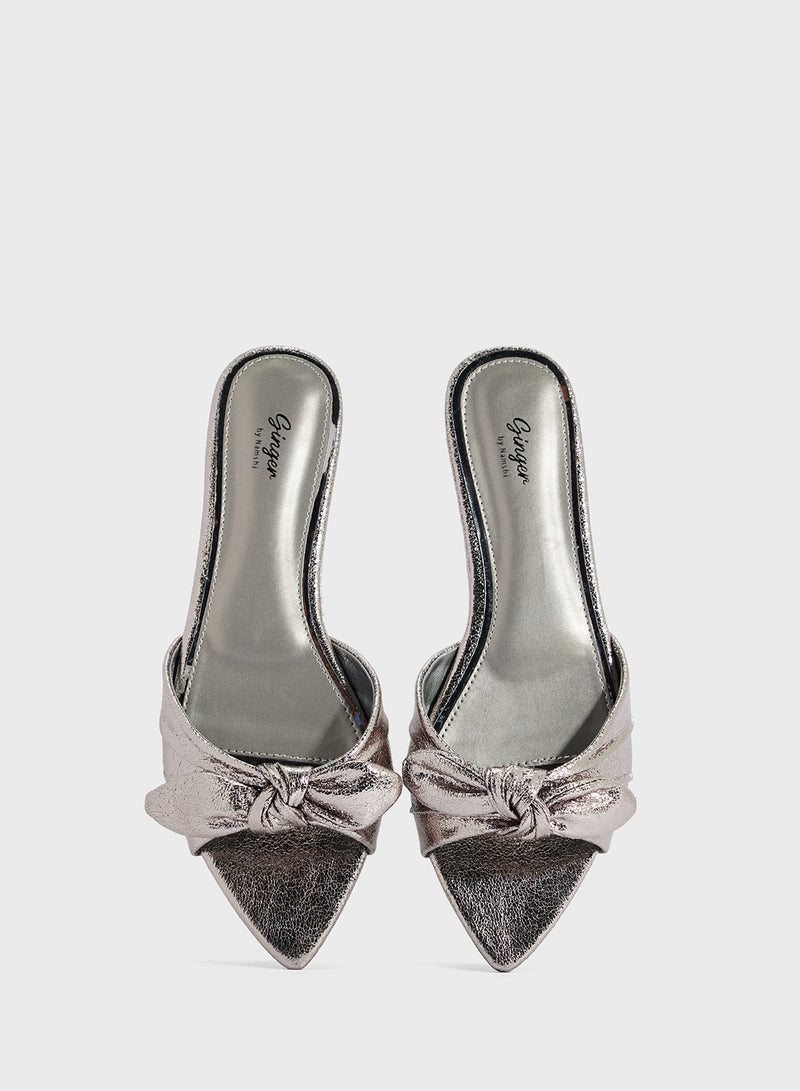 Ginger Pointed Flat Sandal With Bow - Image 4