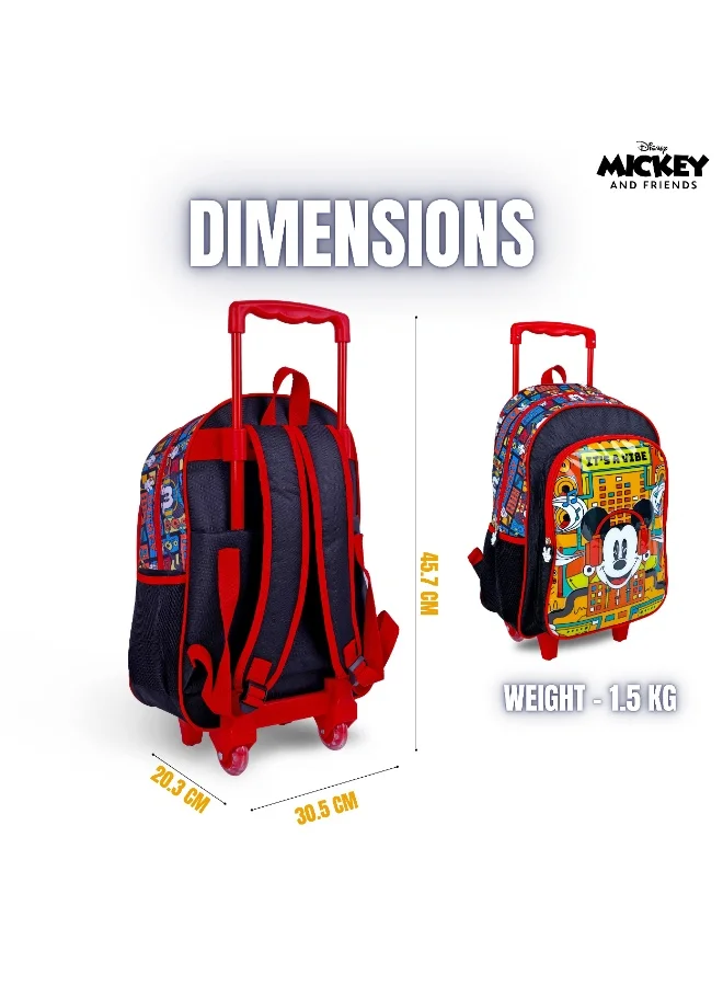 Disney  Mickey Mouse  16 Inch Kids 3-in-1 Trolley School Bag Set - Ergonomic Backpack, Insulated Lunch Bag & Pencil Case,Lightweight, Durable, Students 6+ - Perfect for Travel & School,For Boys  | Best Price UAE