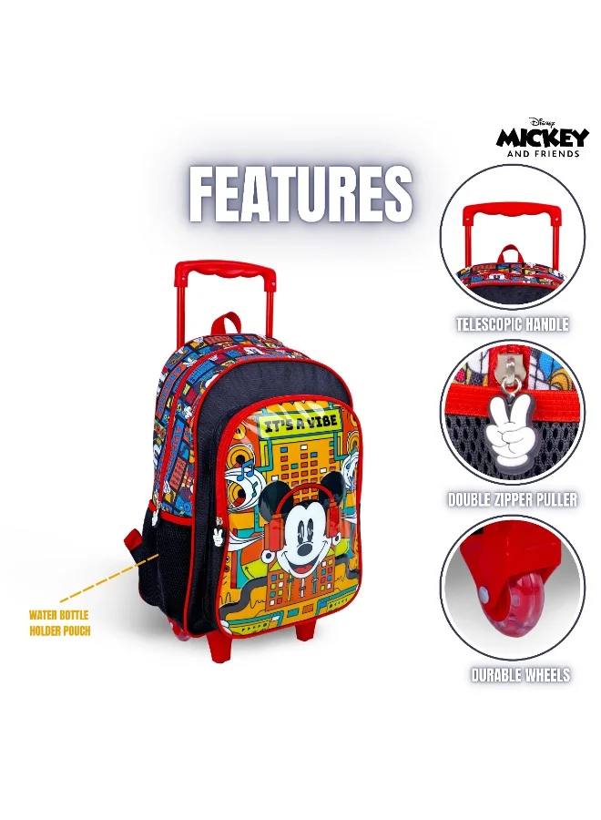 Disney  Mickey Mouse  16 Inch Kids 3-in-1 Trolley School Bag Set - Ergonomic Backpack, Insulated Lunch Bag & Pencil Case,Lightweight, Durable, Students 6+ - Perfect for Travel & School,For Boys  | Best Price UAE