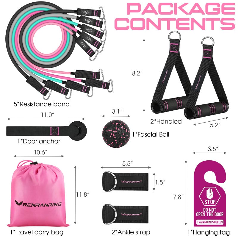 RENRANRING Resistance Bands for Working Out, 150LBS Exercise Bands, Workout Bands, Resistance Bands Set with Handles for Men Women, Legs Ankle Straps for Muscle Training - Image 4