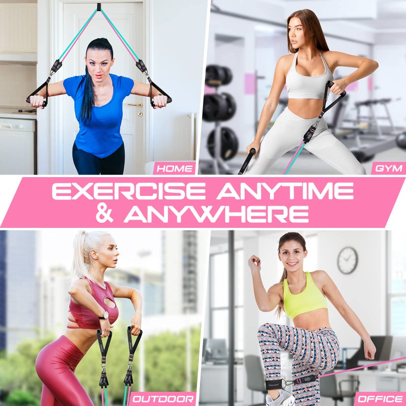 RENRANRING Resistance Bands for Working Out, 150LBS Exercise Bands, Workout Bands, Resistance Bands Set with Handles for Men Women, Legs Ankle Straps for Muscle Training - Image 5