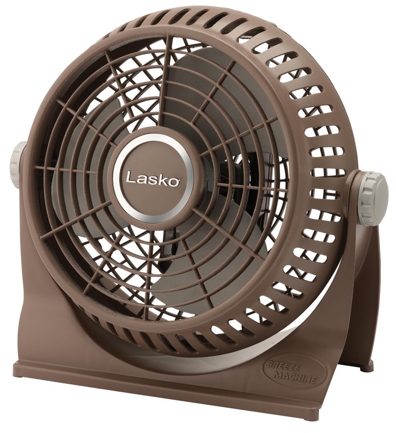 Lasko 505 Small Desk Fan with10Inch Pivoting Head Portable Electric PlugIn Table Fan Creates a Quiet Personal Cooling Breeze Ideal for Travel Bedroom Dorm and Office  Bronze
