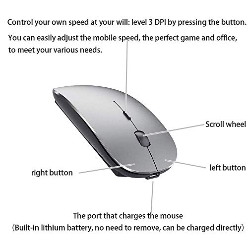 PeiBO Bluetooth 5.2 Wireless Dual-Mode Mouse, Gray Black, 2022 Model - Image 5