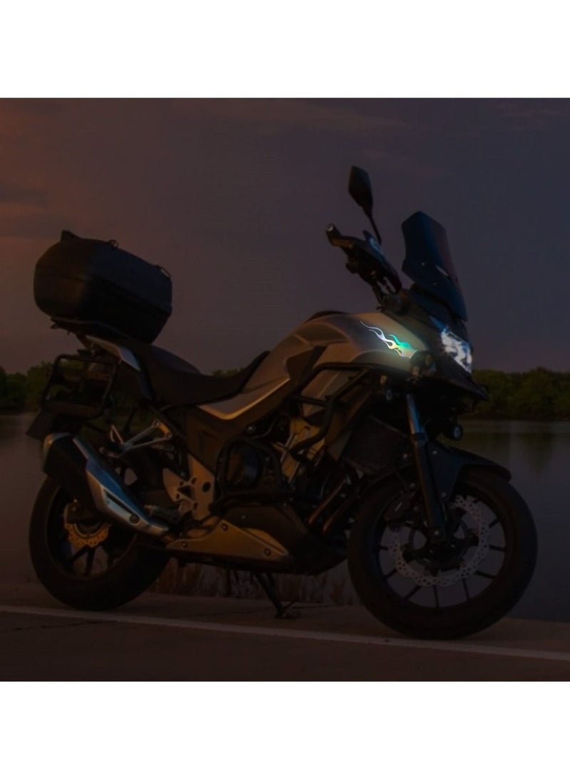 SYOSI 10 Pcs Flame Reflective Car Stickers, Vibrant Gradient Vinyl Racing Decals, Ideal for Golf Carts, Off Road Vehicles, Motorcycles, and More, DIY Decoration 5.7'' - Image 2