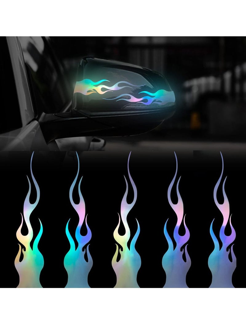SYOSI 10 Pcs Flame Reflective Car Stickers, Vibrant Gradient Vinyl Racing Decals, Ideal for Golf Carts, Off Road Vehicles, Motorcycles, and More, DIY Decoration 5.7'' - Image 1