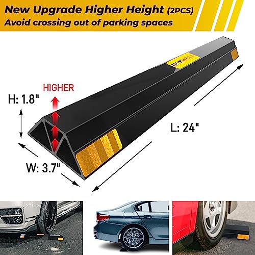 HOXWELL 24 Inch (New Upgrade) 2 PCS Heavy Duty Car Parking Stopper for Garage, Parking Aid Protects Car, Parking Gadgets Easy to Install 2 Packs, 24" L x 3.7" W x 1.8" H - Image 2
