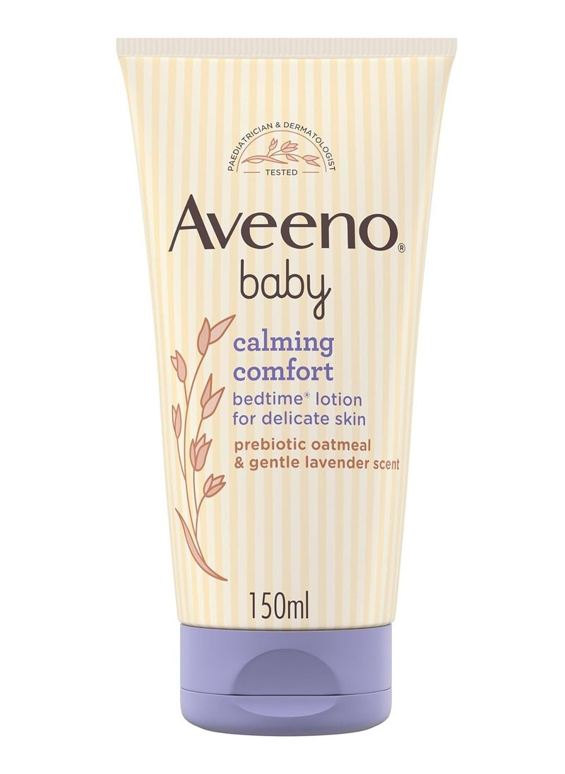 Aveeno Baby Aveeno Baby Calming Comfort Bedtime Lotion, Paediatric and dermatologically tested, prebiotic oatmeal & gentle lavender scent, 24 hour moisture, 150ml Pack of 4 