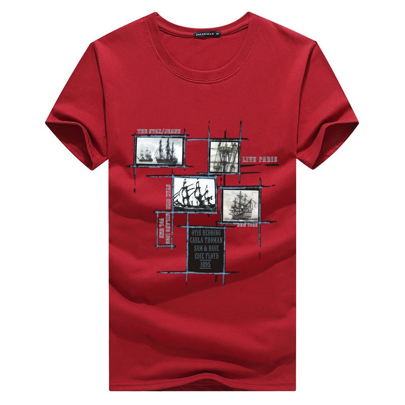 Round Neck Men'S Cotton Short Sleeve T-Shirt Casual Blood Men'S Solid Color Large Size Men'S T - Image 4