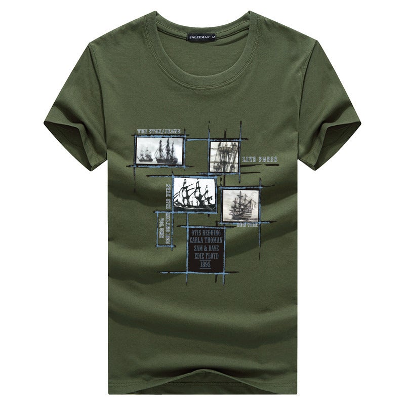 Round Neck Men'S Cotton Short Sleeve T-Shirt Casual Blood Men'S Solid Color Large Size Men'S T - Image 5