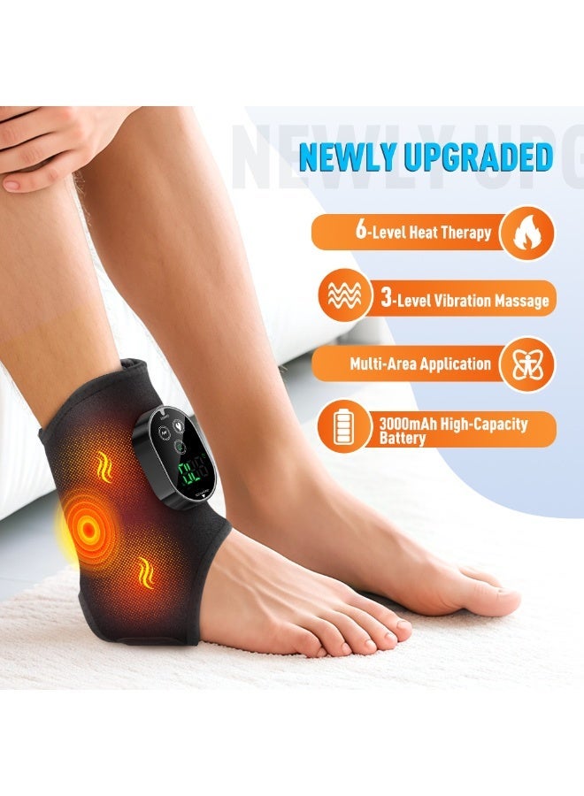 Wireless 3-in-1 Heated Ankle Massager with Vibration, 3 Vibration Modes & 6 Heat Levels, Portable Ankle Wrap for Achilles Tendonitis and Plantar Fasciitis Pain Relief at Home/Office - Image 2