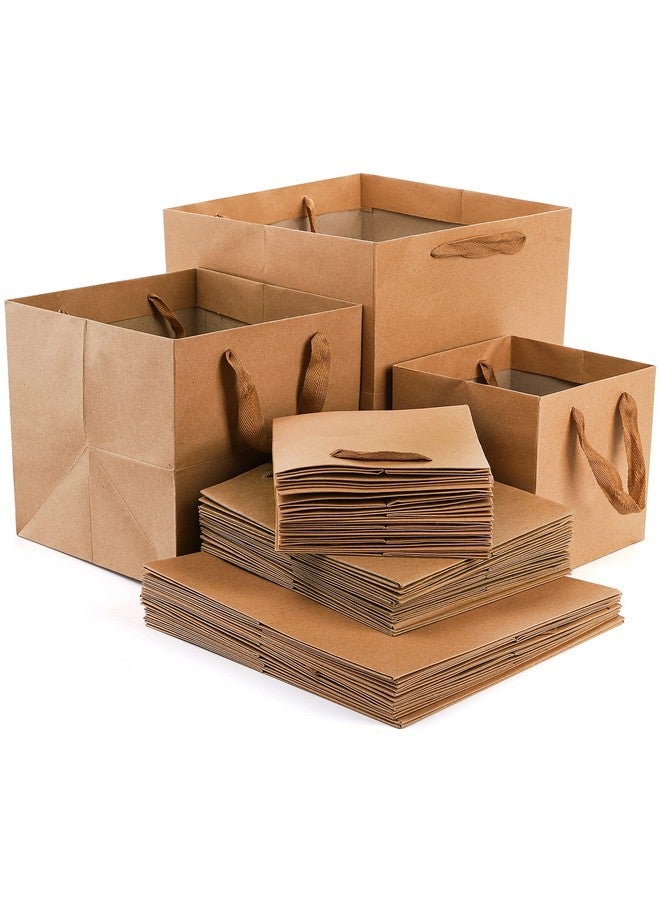 Yesland 30 Pack Kraft Bags With Ribbon Handles 3 Sizes Paper Gift Wrap And Shopping Bags Reusable Square Large Retail Business Packaging Bags For Goodie Party Wedding Present(10'' 8'' 6'') - Image 1