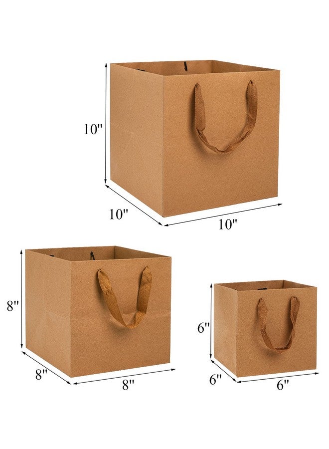 Yesland 30 Pack Kraft Bags With Ribbon Handles 3 Sizes Paper Gift Wrap And Shopping Bags Reusable Square Large Retail Business Packaging Bags For Goodie Party Wedding Present(10'' 8'' 6'') - Image 2