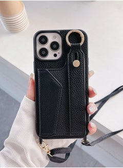 Suteni Back Cover Wristband Card Slots Leather Phone Case for iPhone 