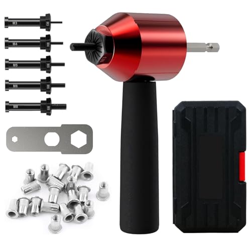 LSLANSOON 26Pcs Rivet Nut Drill Adapter M3 M4 M5 M6 M8 Metric Mandrel Rivet Nut Thread Insert Aluminum Drill Attachment Tool Set - Image 1