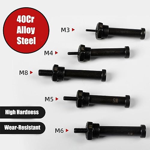 LSLANSOON 26Pcs Rivet Nut Drill Adapter M3 M4 M5 M6 M8 Metric Mandrel Rivet Nut Thread Insert Aluminum Drill Attachment Tool Set - Image 4
