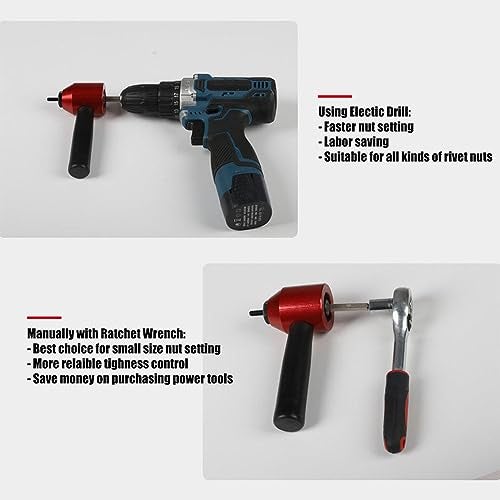LSLANSOON 26Pcs Rivet Nut Drill Adapter M3 M4 M5 M6 M8 Metric Mandrel Rivet Nut Thread Insert Aluminum Drill Attachment Tool Set - Image 5
