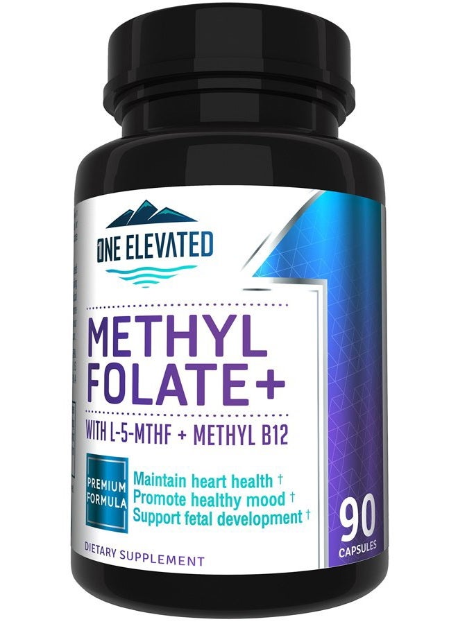 One Elevated Double Strength & Most Bioactive Methyl Folate! Uniquely Formulated with Highest Pharmaceutical Grade Methylcobalamin (B12), Niacin, B1, B2 B6. Works Synergistically for Max Results-3 Month Supply - Image 1